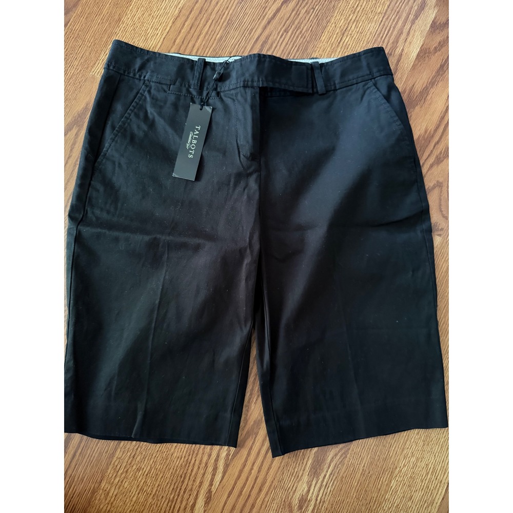 Talbots Petites Black Bermuda Shorts Womens 4P New With Tags Stretch Cotton